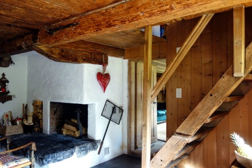 fireplace and stairs to second floor