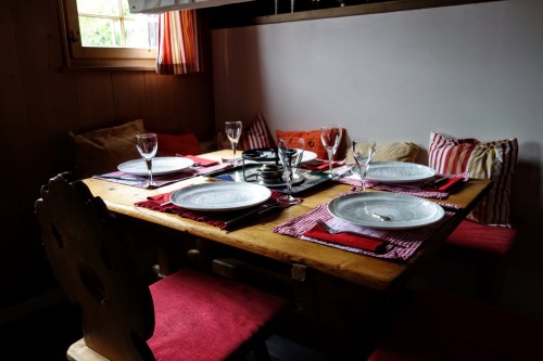 table set for fondue